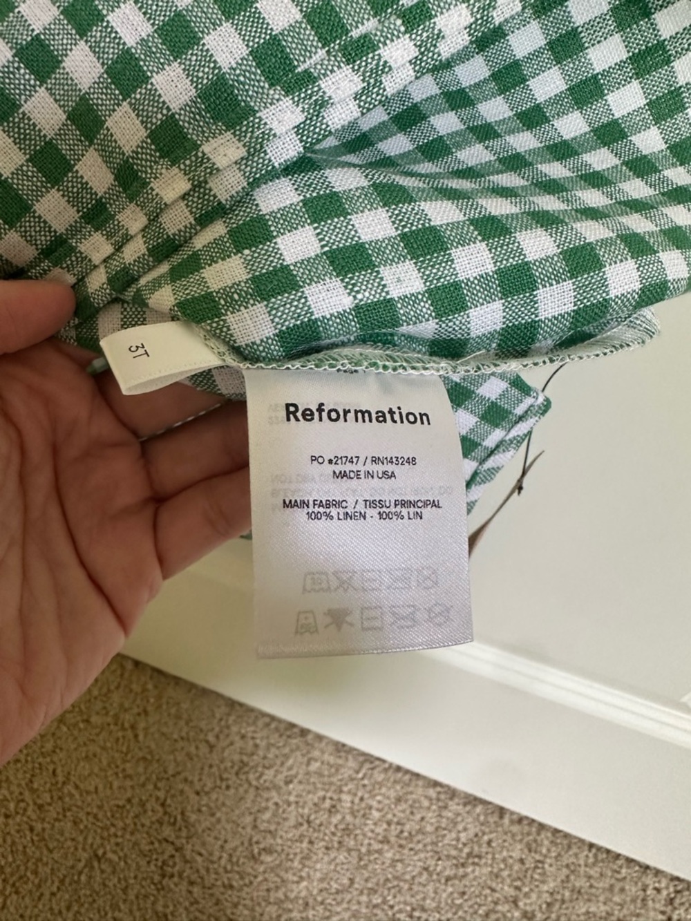 Reformation Green and White Gingham Smocked Sundress - Picture 7 of 12